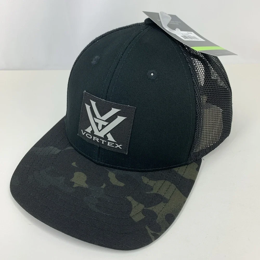 Vortex Optics Hat Camo Bill Black Mesh Adjustable Snapback OSFM Baseball Cap
